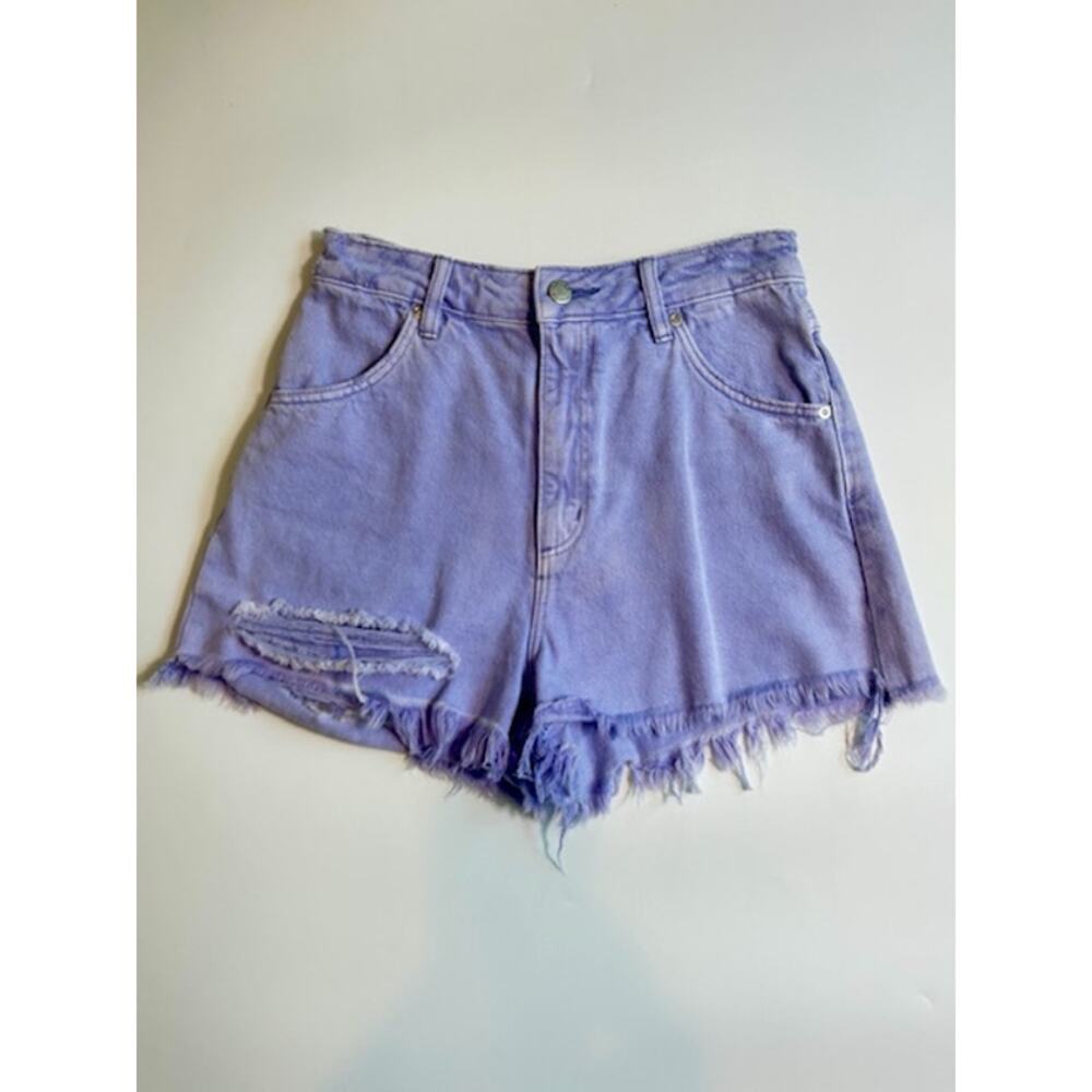 Outer Banks Rolla’s Dusters Distressed High Waist Lavender Denim Shorts Sz 4 26 - Picture 2 of 6